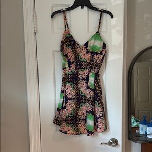 Solemio Navy Floral Spaghetti Strap Dress